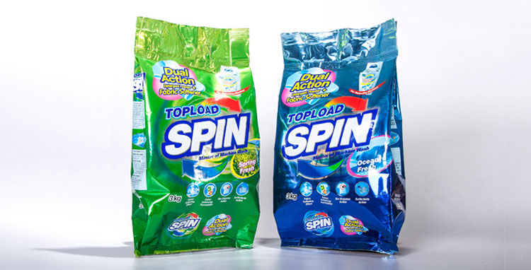 Topload Spin Powdered Detergent Packaging Design
